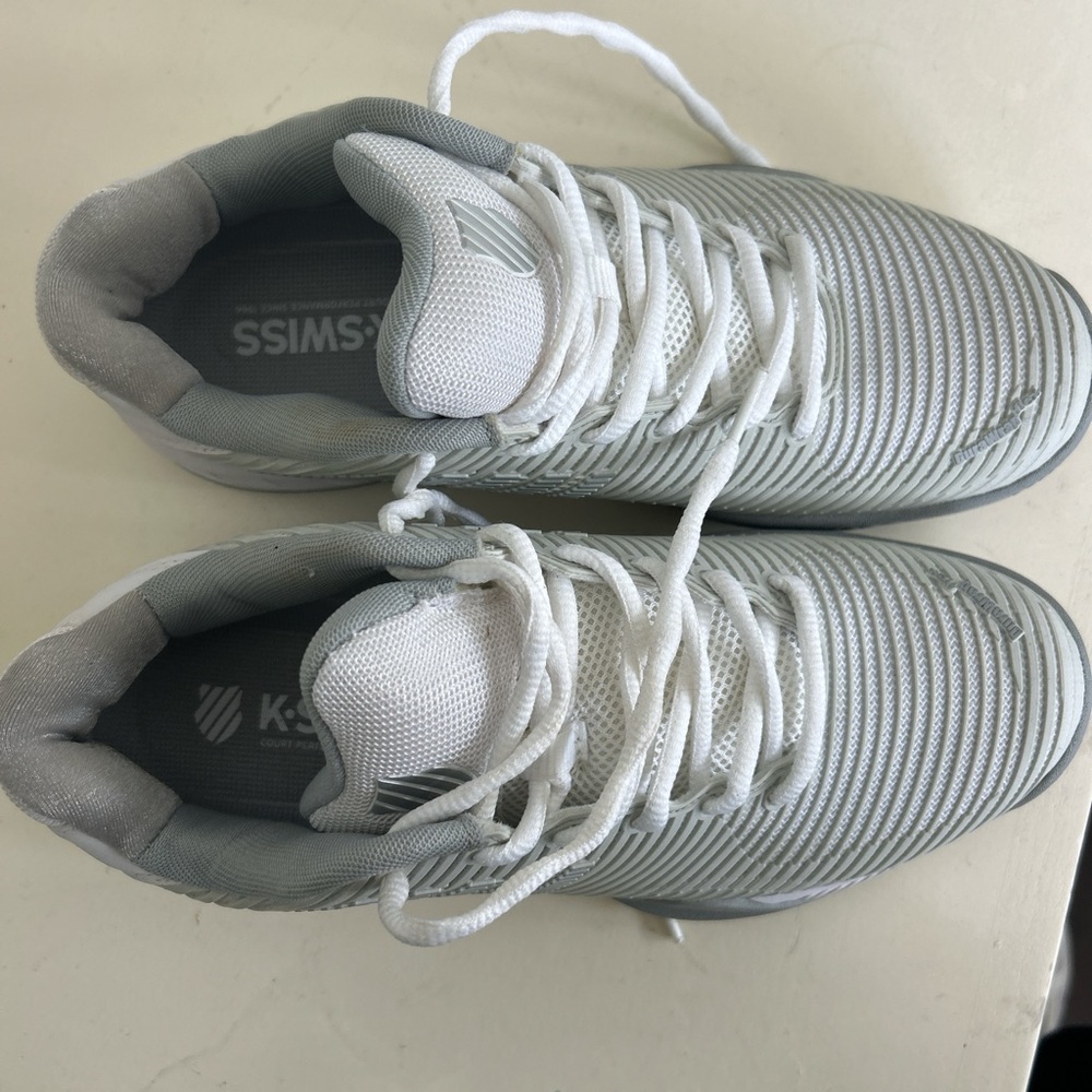 K-Swiss White and Gray Court Shoes - Picture 3 of 7